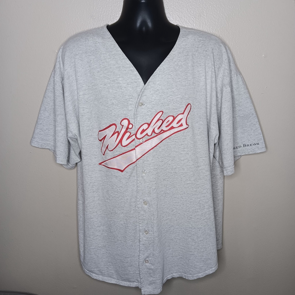 Vintage 90s Pete’s Wicked Ale Beer XL Jersey T-shirt Gray Stitched Logo USA Made - Picture 1 of 10